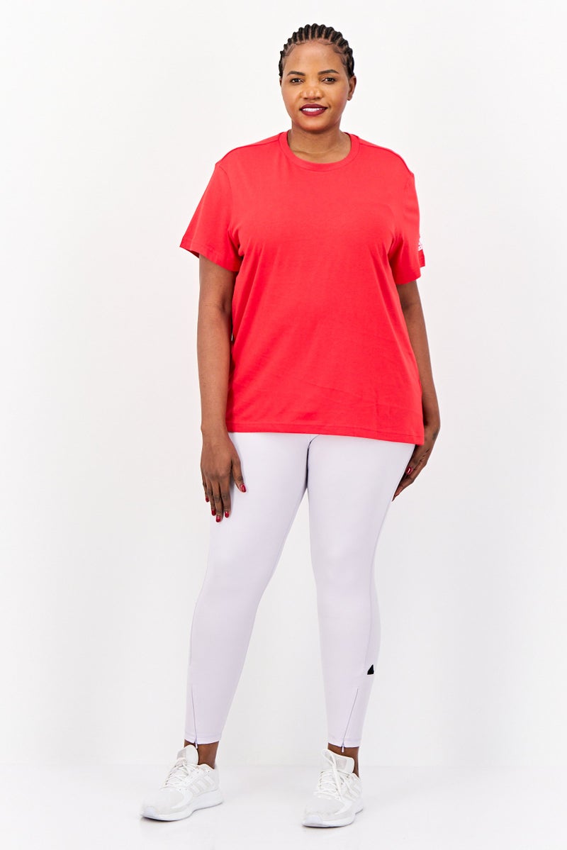 Adidas Women Sportswear Fit Short Sleeve Outdoor T Shirt Red - Image 4